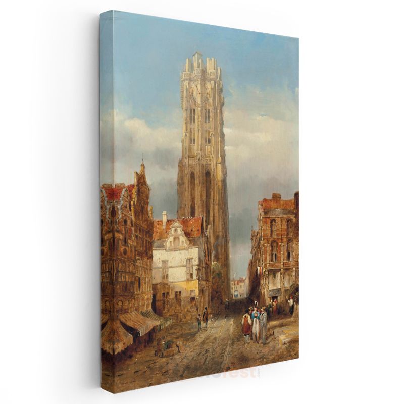 Bernardo Bellotto - Gotik Katedral Şehir Manzarası Kanvas Tablo