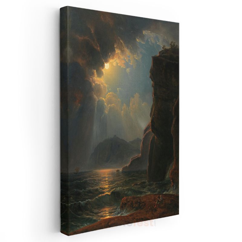 Joseph Mallord William Turner - Ay Işığında Deniz Manzarası Kanvas Tablo