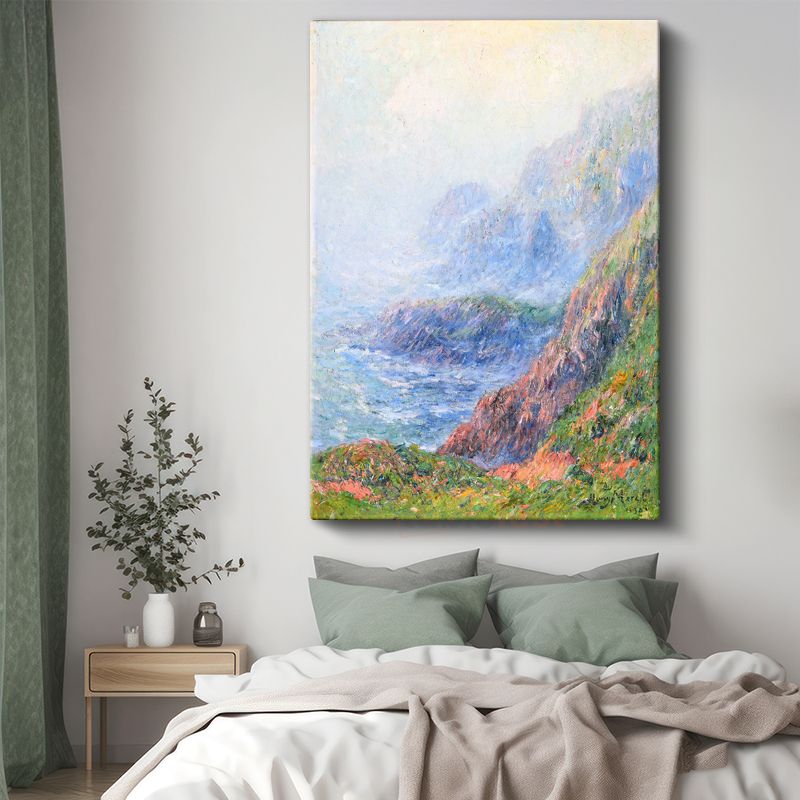 Claude Monet - Sisli Kıyı Manzarası Kanvas Tablo