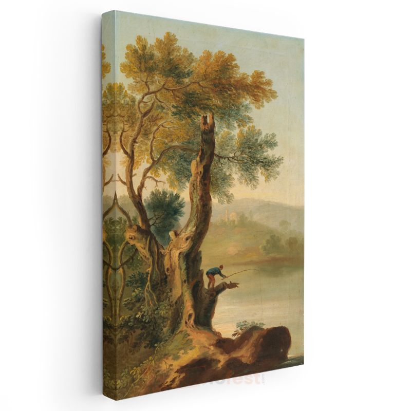 Joseph Mallord William Turner - Göl Kenarında Balıkçı Kanvas Tablo