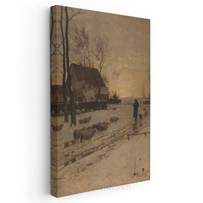 Joseph Farquharson - Kış Çobanı Kanvas Tablo