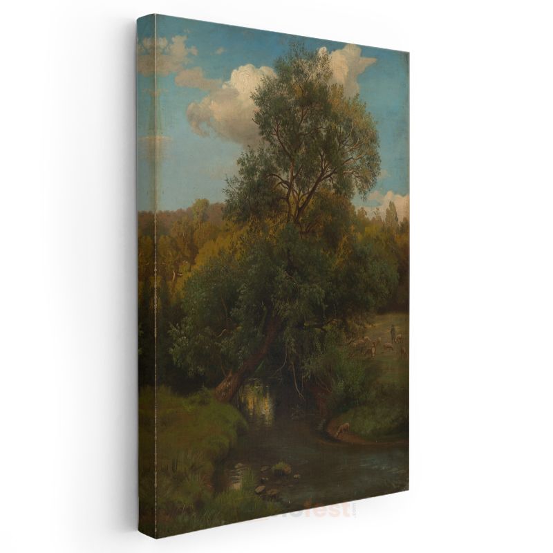 George Inness - Nehir Kenarında Ağaçlar Kanvas Tablo