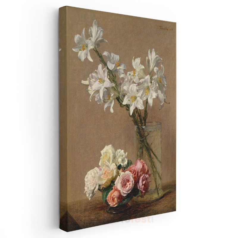 Henri Fantin-Latour - Zambak ve Güller Kanvas Tablo