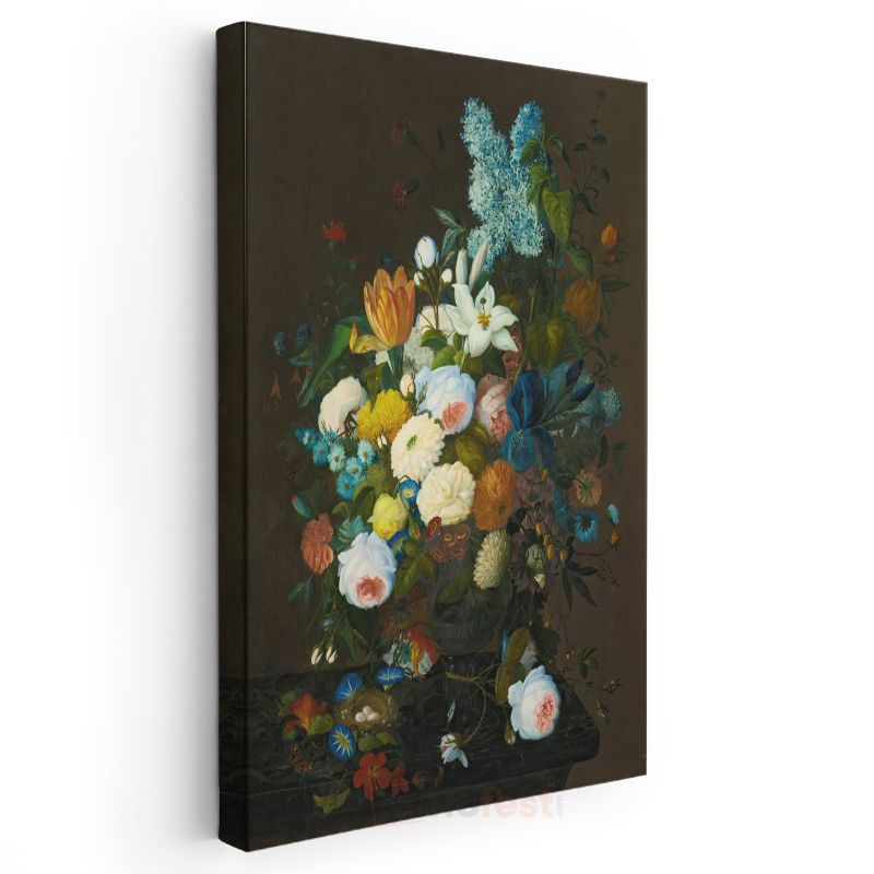 Jan Davidsz de Heem - Bahar Çiçekleri Natürmortu Kanvas Tablo