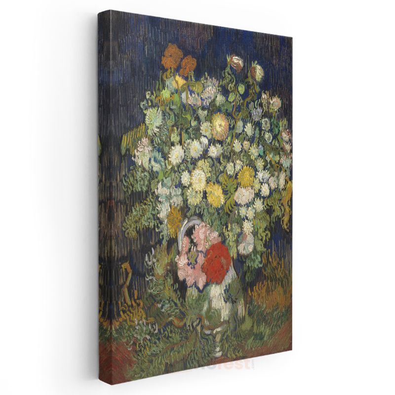 Vincent van Gogh - Vazoda Krizantemler ve Diğer Çiçekler Kanvas Tablo
