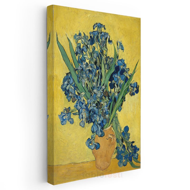 Vincent van Gogh - Sarı Arka Planda Süsenler Kanvas Tablo
