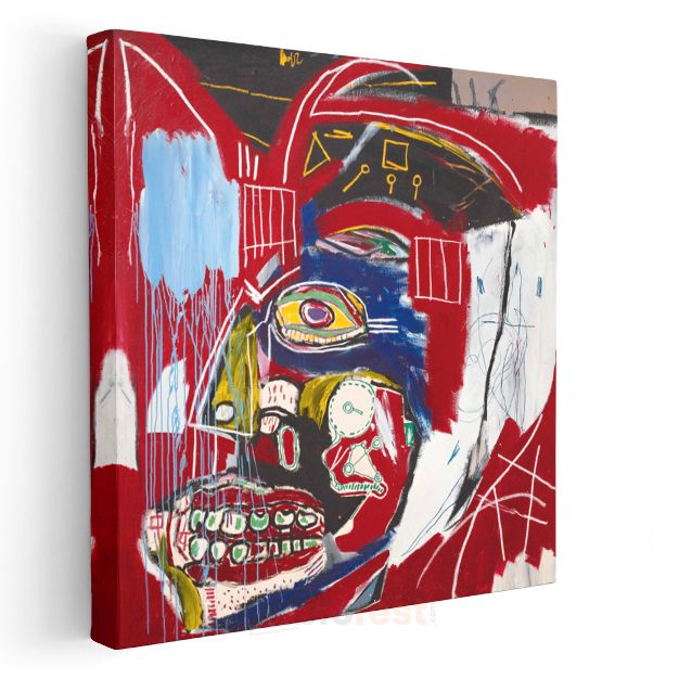 Jean-Michel Basquiat - Kırmızı Maske Kanvas Tablo