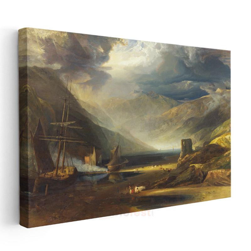 J.M.W. Turner - Dağlık Kıyı Manzarası Kanvas Tablo