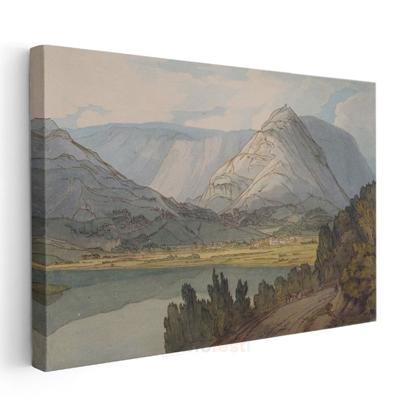 J.M.W. Turner - Dağlık Göl Manzarası Kanvas Tablo