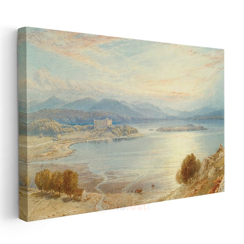 J.M.W. Turner - Göl Manzarası ve Kale Kanvas Tablo