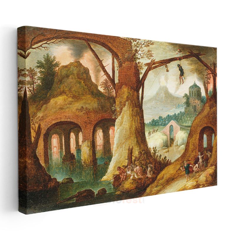 Jan Brueghel - Fantastik Manzara ve Harabe Kanvas Tablo