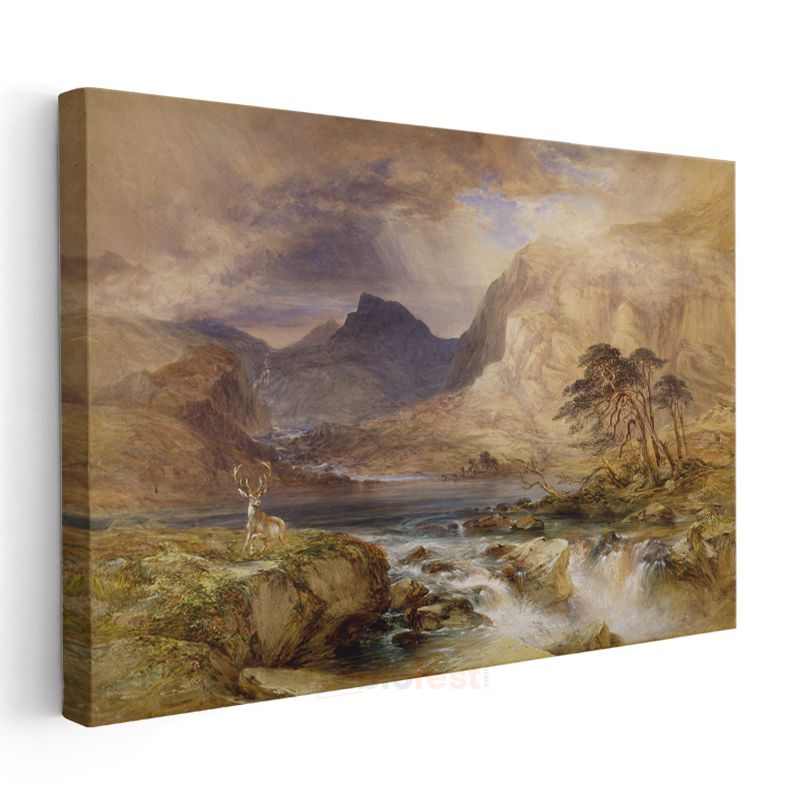 J.M.W. Turner - Dağlık Bölgede Geyik Kanvas Tablo