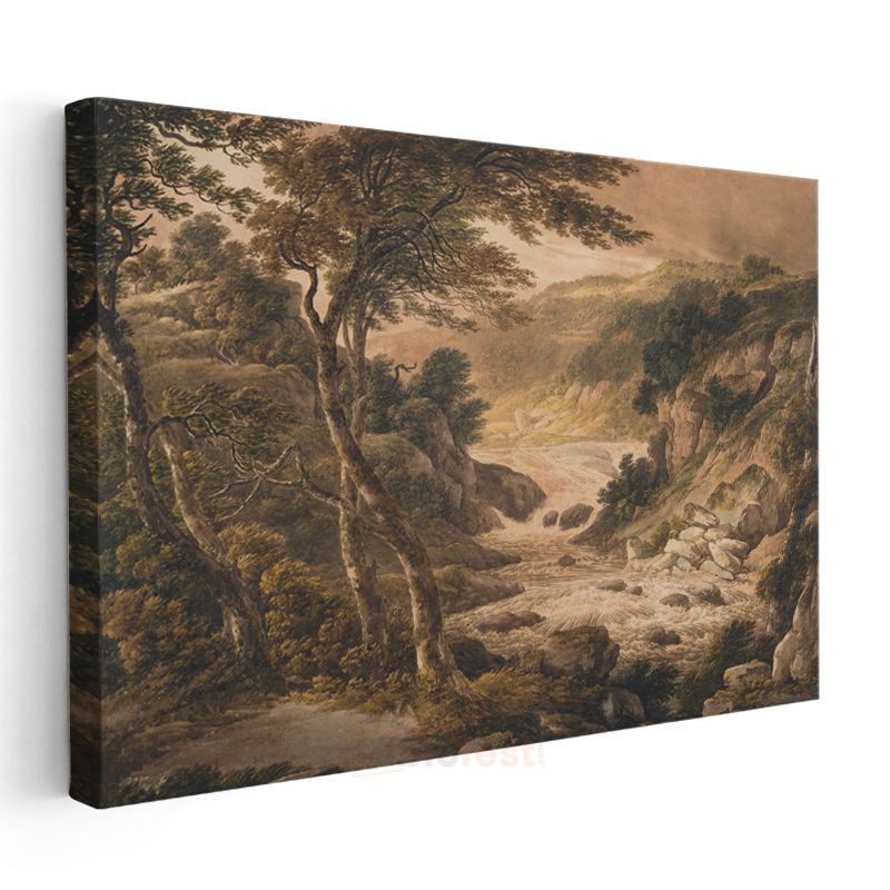 John Constable - Dağlık Nehir Manzarası Kanvas Tablo
