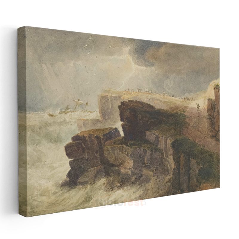 J.M.W. Turner - Fırtınalı Denizde Kayalıklar Kanvas Tablo