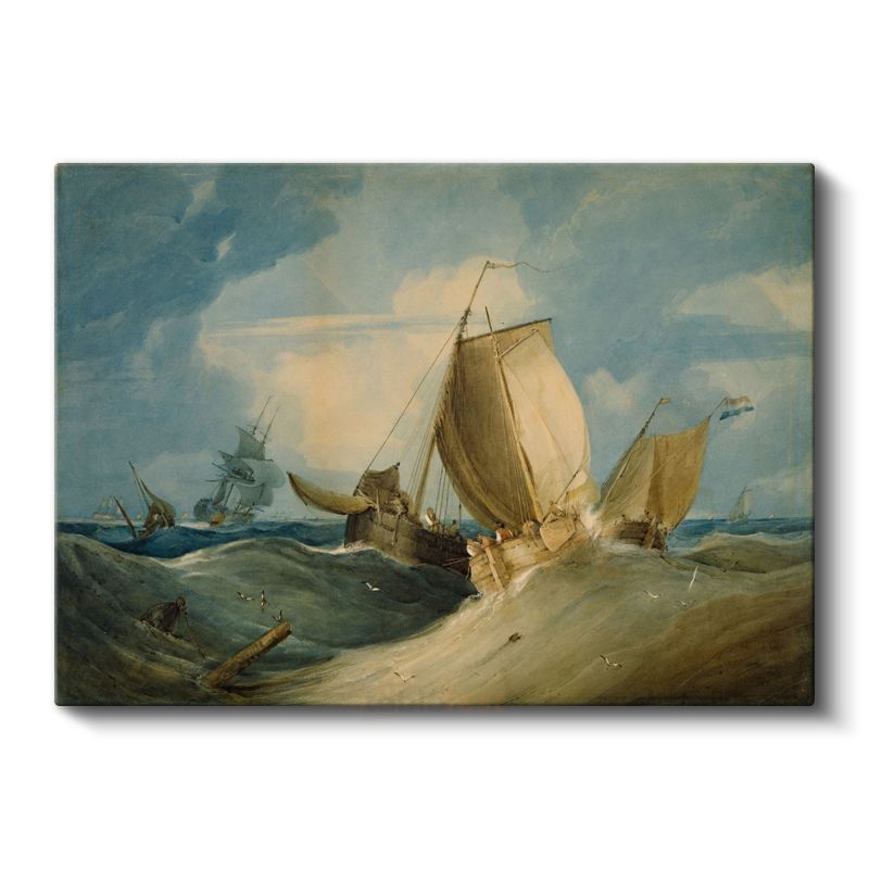 J.M.W. Turner - Fırtınalı Denizde Yelkenliler Kanvas Tablo