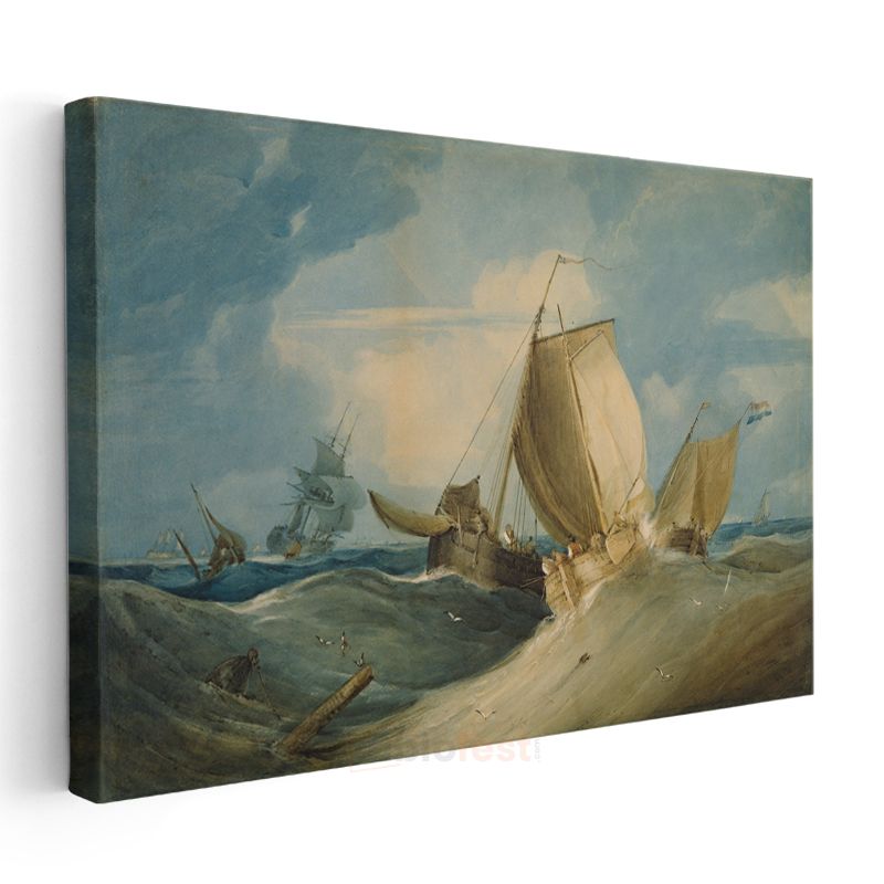 J.M.W. Turner - Fırtınalı Denizde Yelkenliler Kanvas Tablo