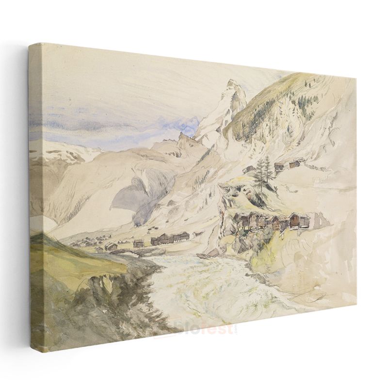 John Ruskin - Alp Dağları Manzarası Kanvas Tablo