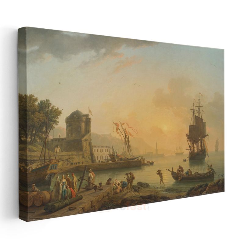 Claude-Joseph Vernet - Akdeniz Limanı Manzarası Kanvas Tablo