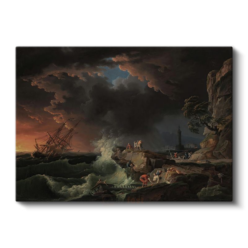 Claude-Joseph Vernet - Fırtınalı Denizde Gemi Kazası Kanvas Tablo
