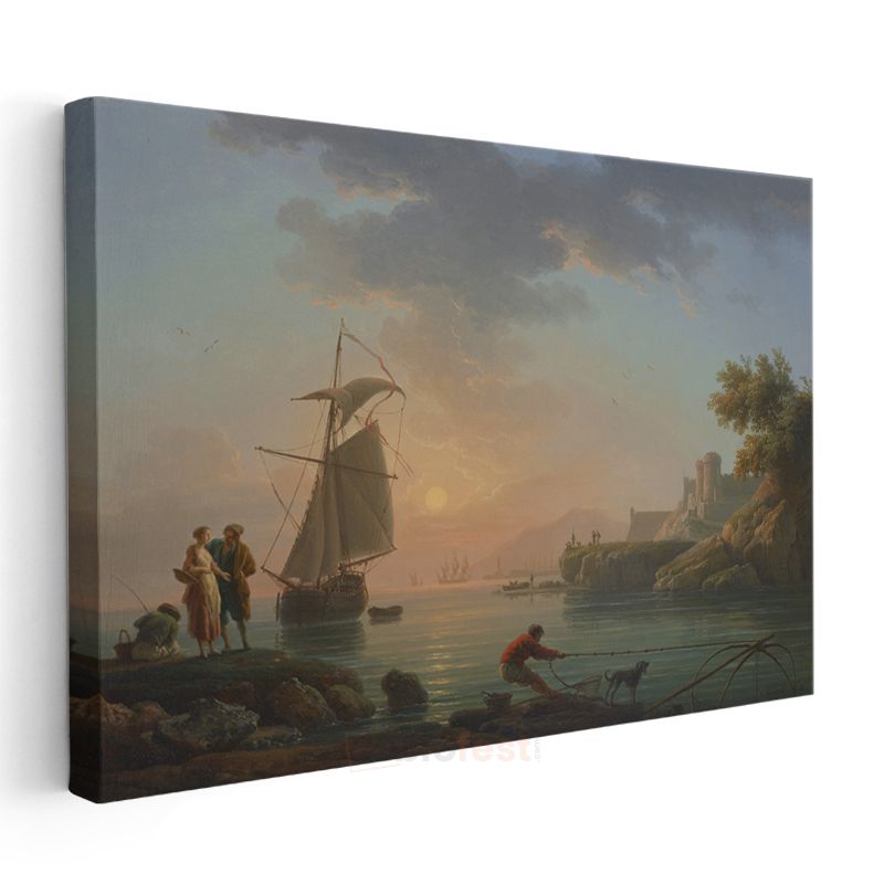 Claude-Joseph Vernet - Akdeniz Kıyısında Balıkçılar Kanvas Tablo