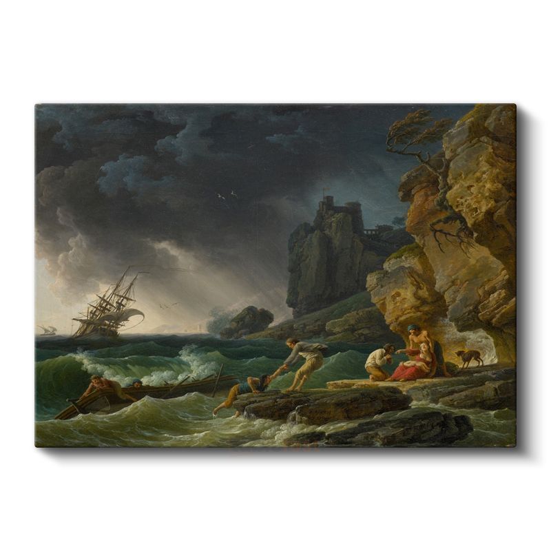 Claude Joseph Vernet - Fırtınada Kurtarma Sahnesi Kanvas Tablo