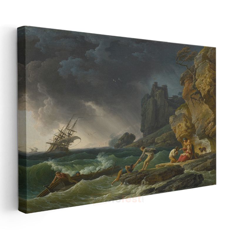 Claude Joseph Vernet - Fırtınada Kurtarma Sahnesi Kanvas Tablo