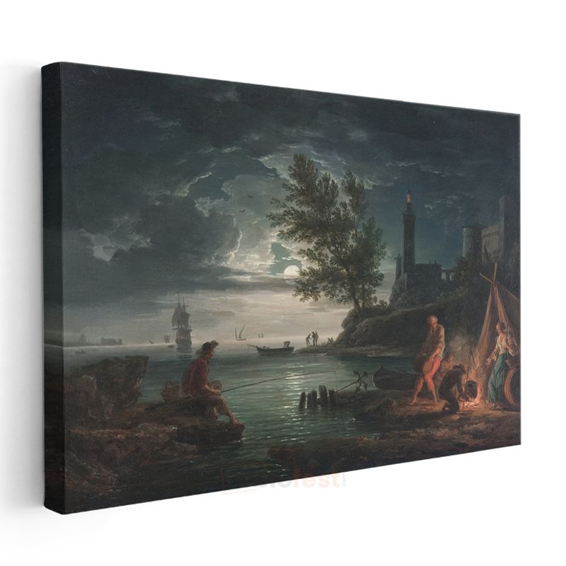 Claude Joseph Vernet - Mehtaplı Kıyı Manzarası Kanvas Tablo