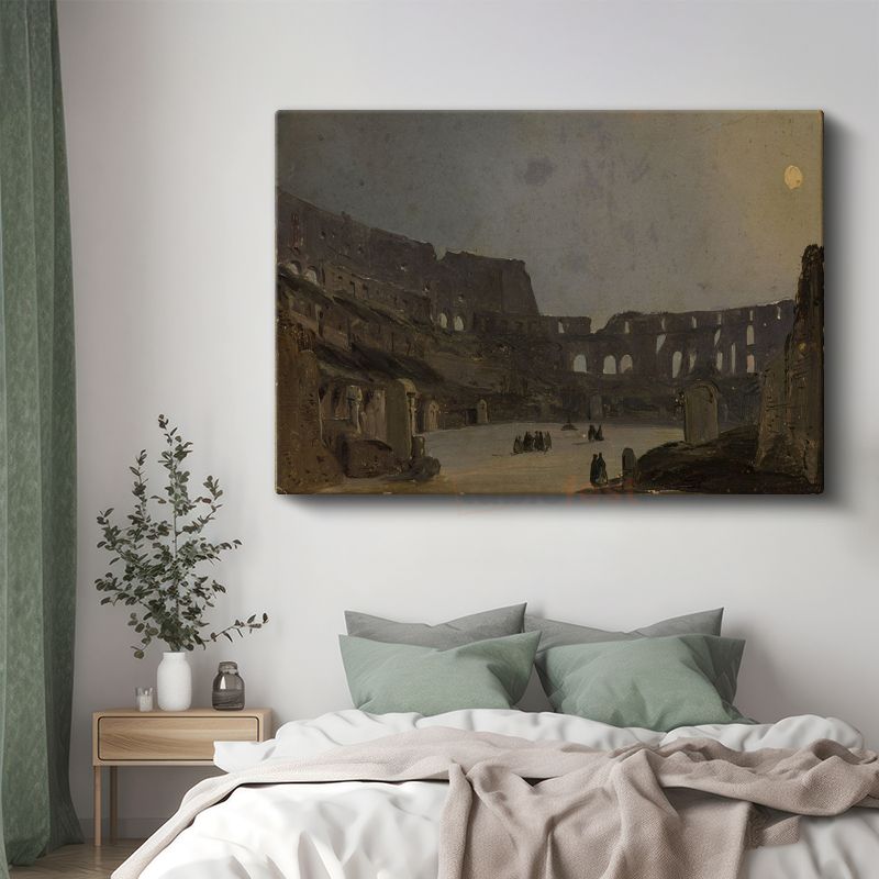 Ippolito Caffi - Colosseum Gece Görünümü Kanvas Tablo