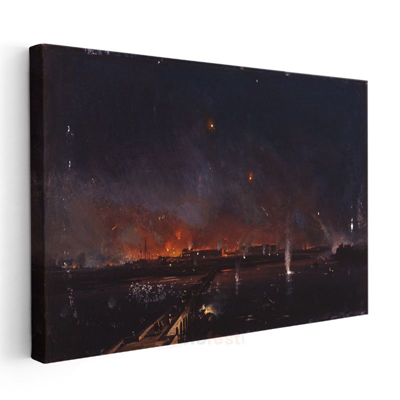 Joseph Mallord William Turner - Gece Yangını Kanvas Tablo