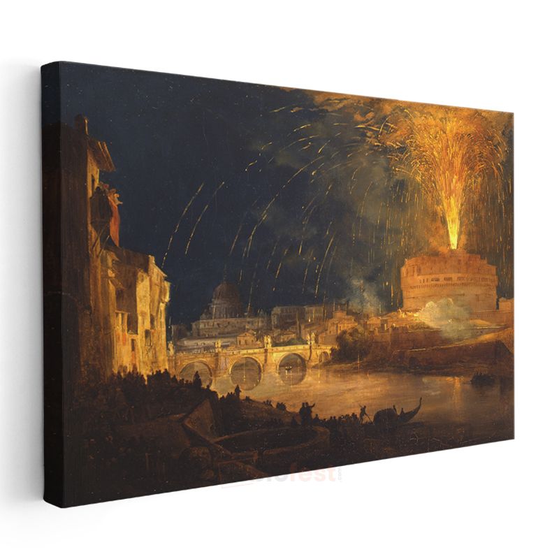 J.M.W. Turner - Roma Castel Sant'Angelo Havai Fişek Gösterisi Kanvas Tablo
