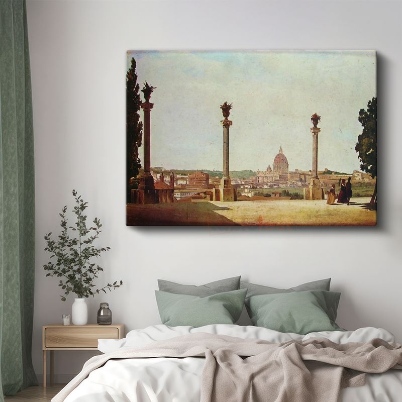 Jean-Baptiste-Camille Corot - Roma Panoraması ve St. Peter Bazilikası Kanvas Tablo