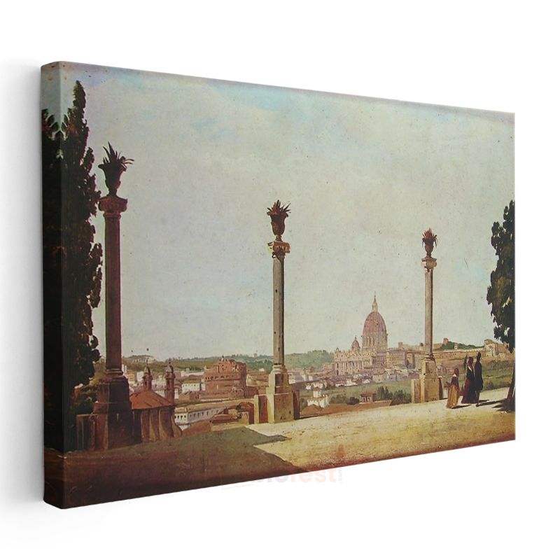 Jean-Baptiste-Camille Corot - Roma Panoraması ve St. Peter Bazilikası Kanvas Tablo