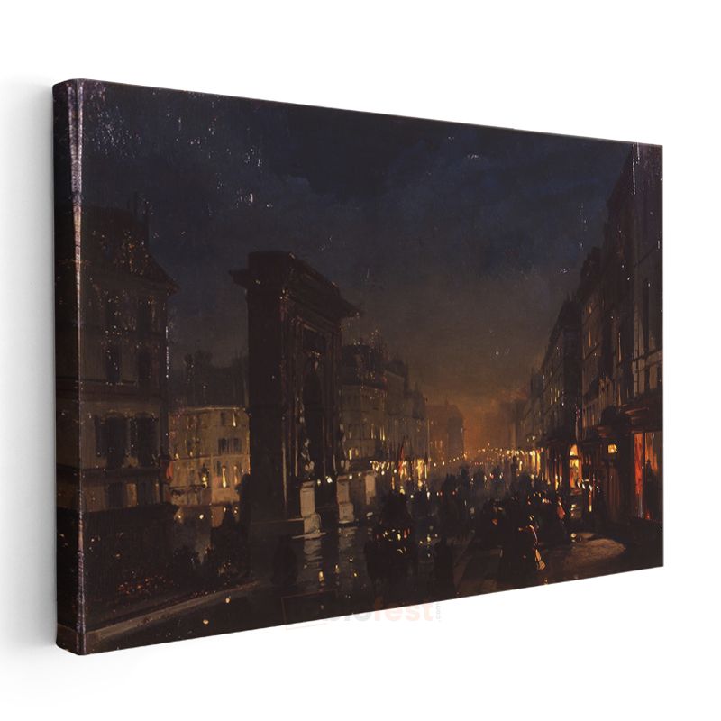 John Atkinson Grimshaw - Gece Şehir Sokağı Kanvas Tablo