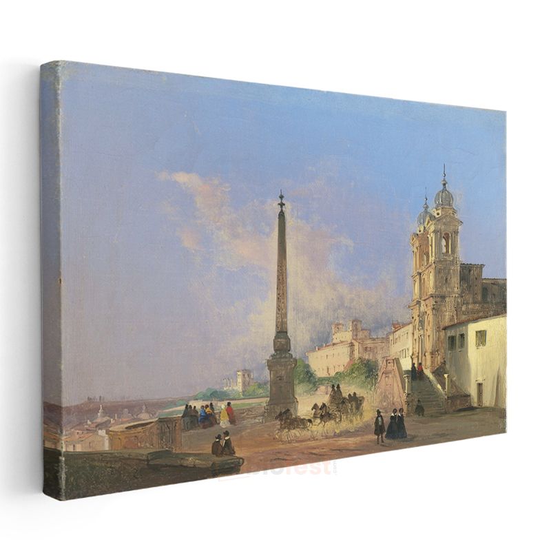Ippolito Caffi - Roma Meydanı Kanvas Tablo