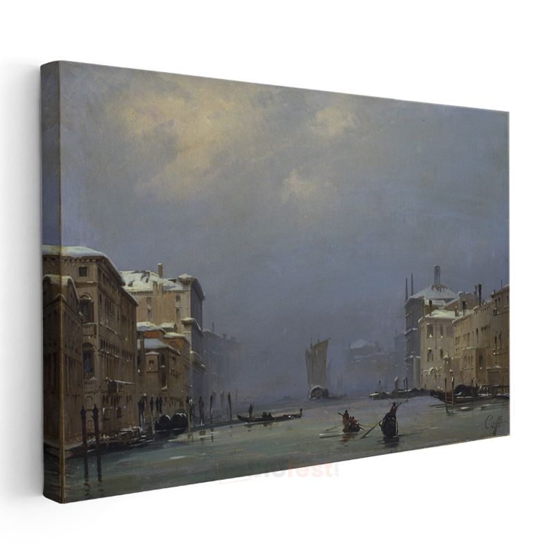 Francesco Guardi - Kış Mevsiminde Venedik Kanalı Kanvas Tablo