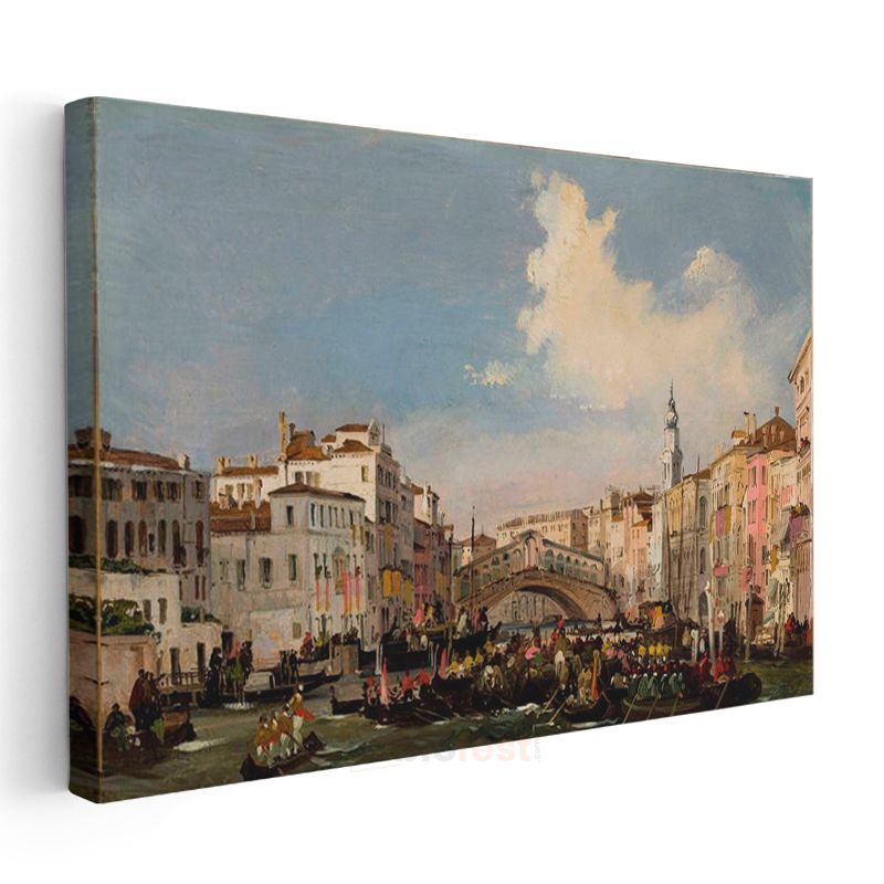 Canaletto - Rialto Köprüsü ve Grand Canal Kanvas Tablo