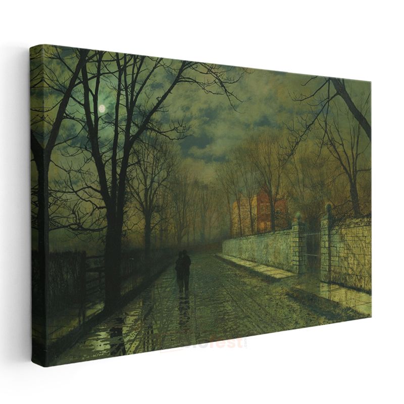 John Atkinson Grimshaw - Ay Işığında Yol Kanvas Tablo