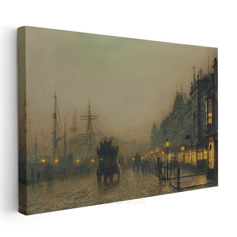 John Atkinson Grimshaw - Limanda Akşam Kanvas Tablo