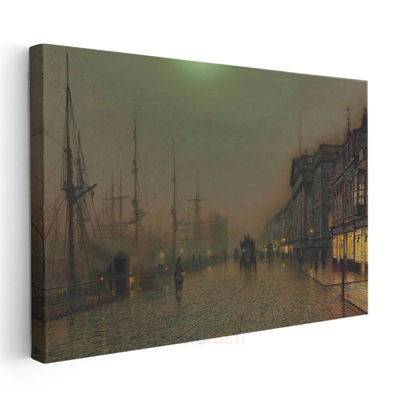 John Atkinson Grimshaw - Rıhtımda Gece Kanvas Tablo