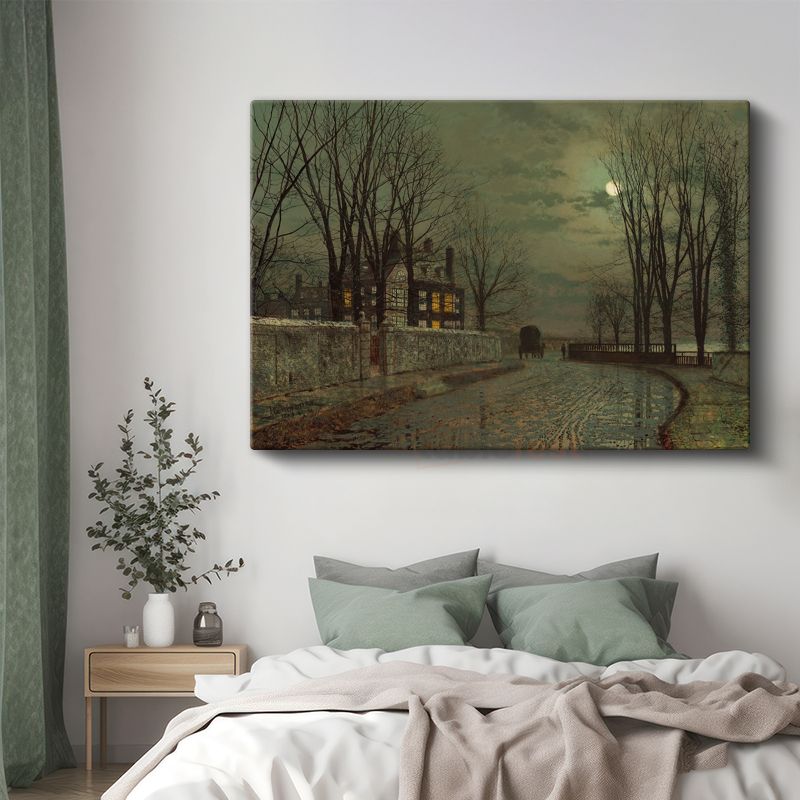 John Atkinson Grimshaw - Ay Işığında Kış Manzarası Kanvas Tablo