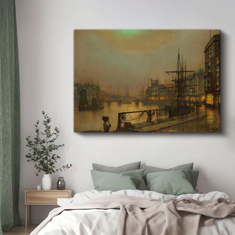 John Atkinson Grimshaw - Limanda Gün Batımı Kanvas Tablo