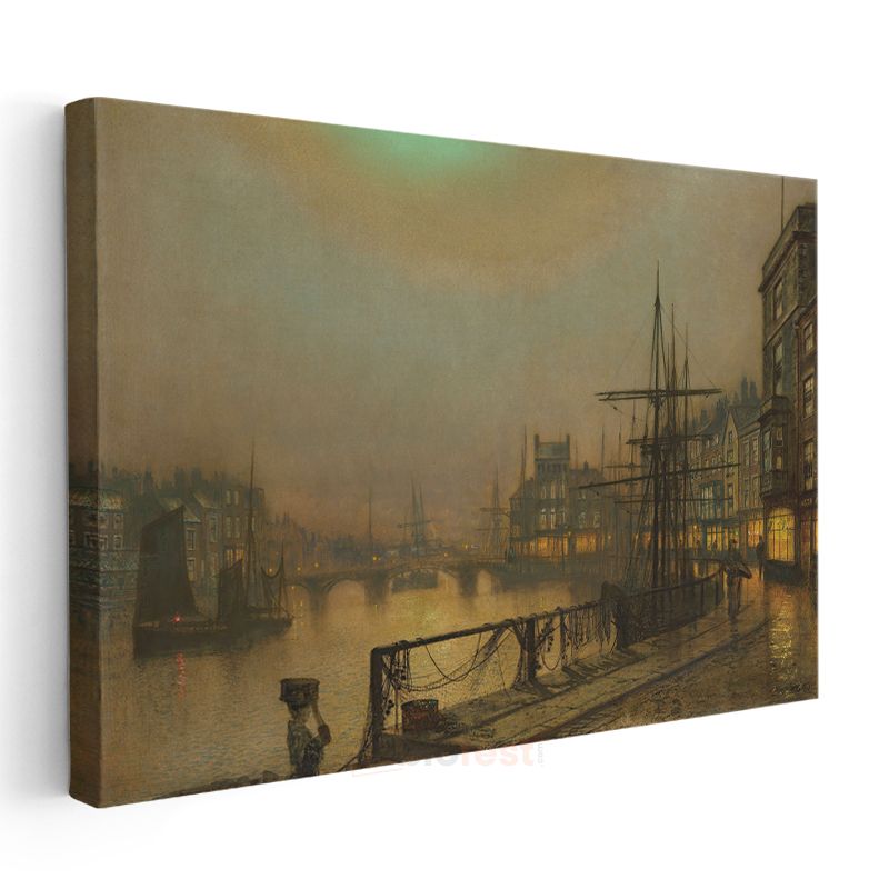 John Atkinson Grimshaw - Limanda Gün Batımı Kanvas Tablo