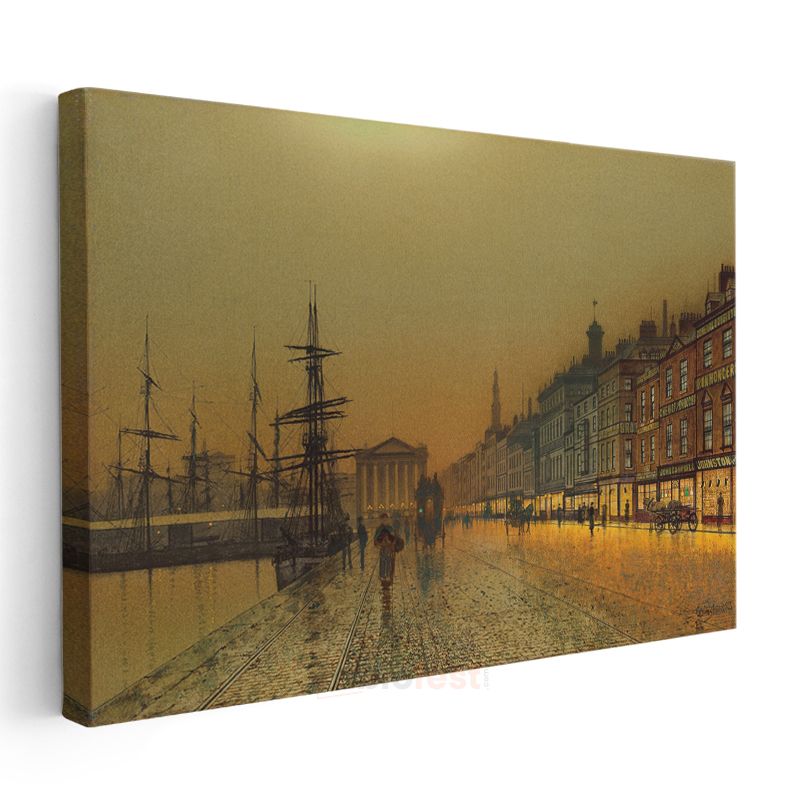 John Atkinson Grimshaw - Liverpool Rıhtımı Kanvas Tablo