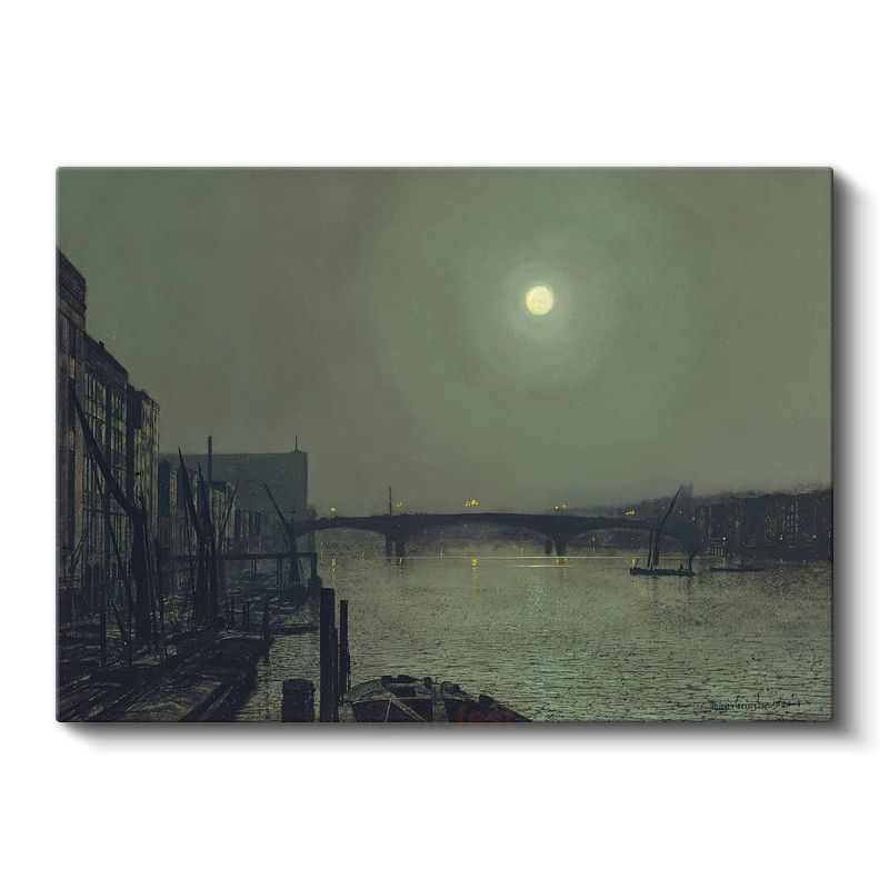 John Atkinson Grimshaw - Ay Işığında Nehir Manzarası Kanvas Tablo