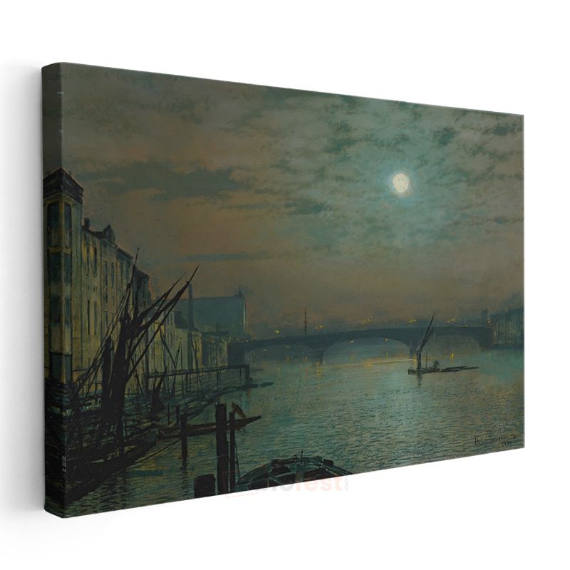 John Atkinson Grimshaw - Ay Işığında Thames Nehri Kanvas Tablo