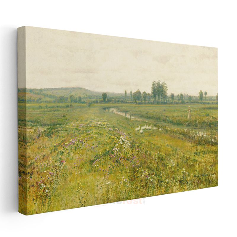 Charles-François Daubigny - Çayır Manzarası Kanvas Tablo