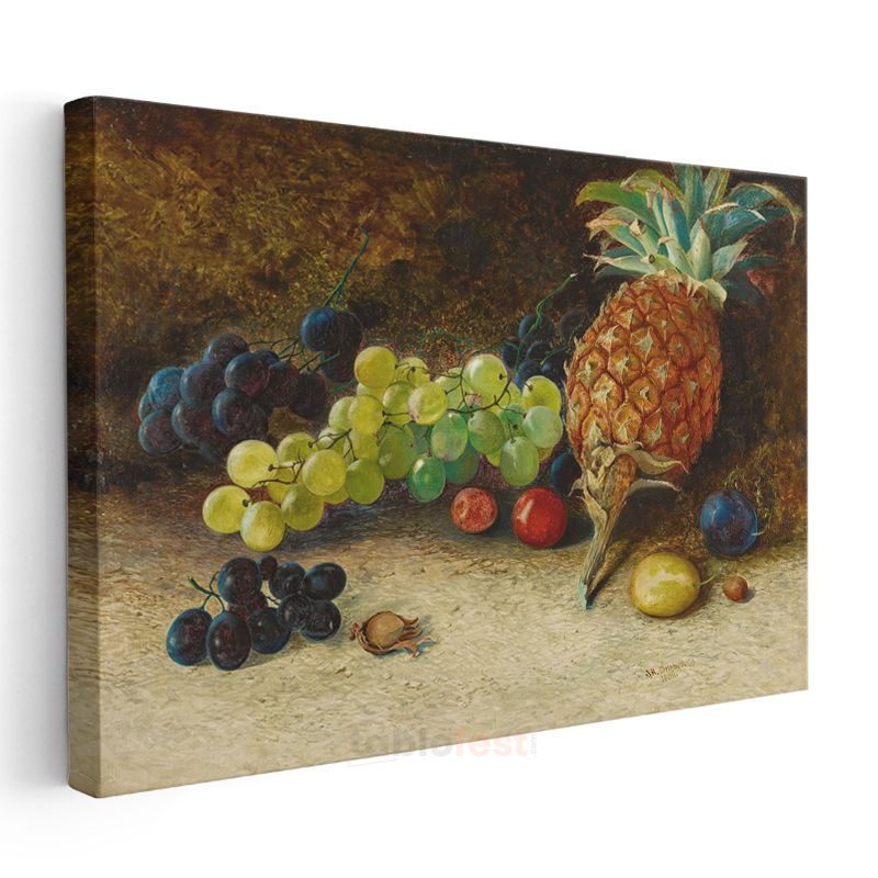 William Henry Hunt - Meyveler ve Ananas Natürmortu Kanvas Tablo