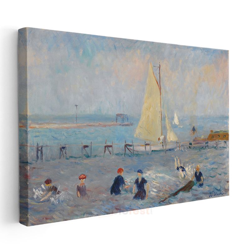 William Glackens - Plajda Yüzenler Kanvas Tablo
