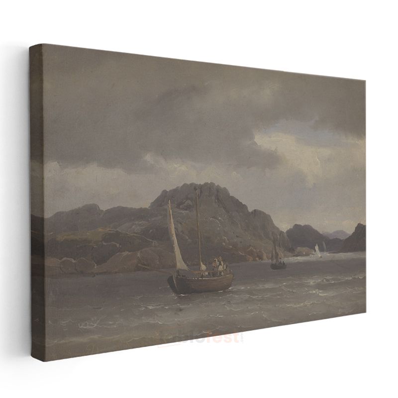 Jean-Baptiste-Camille Corot - Dağlık Deniz Manzarası Kanvas Tablo