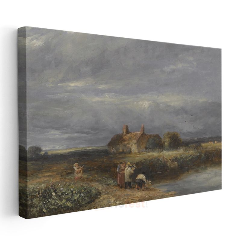 David Cox - Kır Evi Manzarası Kanvas Tablo